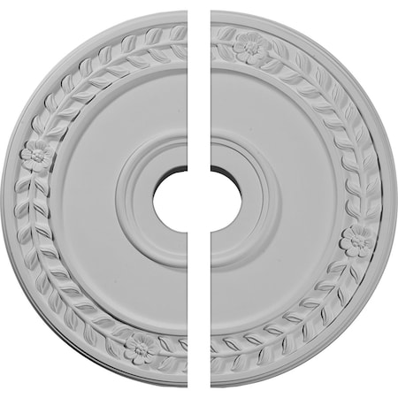 Ekena Millwork Wreath Ceiling Medallion, Two Piece (Fits Canopies up to 6"), 21 1/8"OD x 3 5/8"ID x 7/8"P CM21WR2